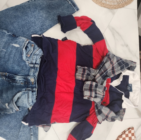 Boys size 8-10, [art class ] gray,blue long sleeve plaid button up flannel shirt - Picture 3 of 16